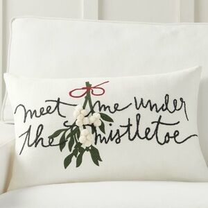Pottery Barn White and Green Mistletoe Pillow